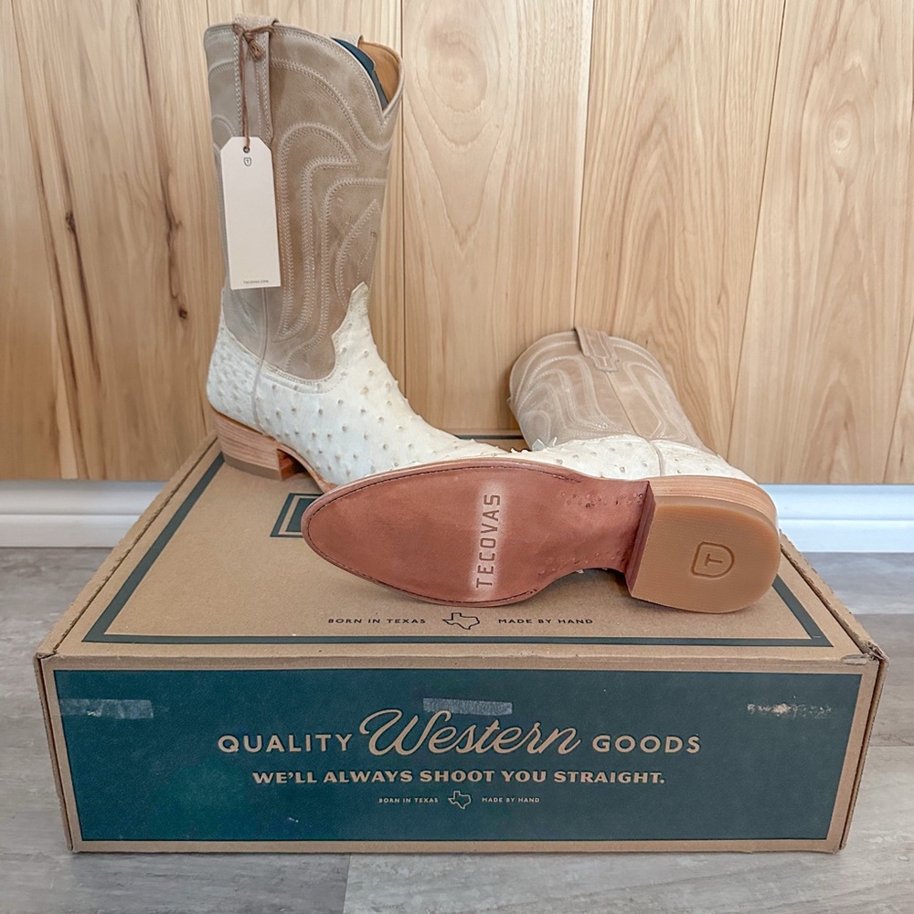 Brand New Tecovas Women's Tan and Cream Western Boots - Picture 5 of 10